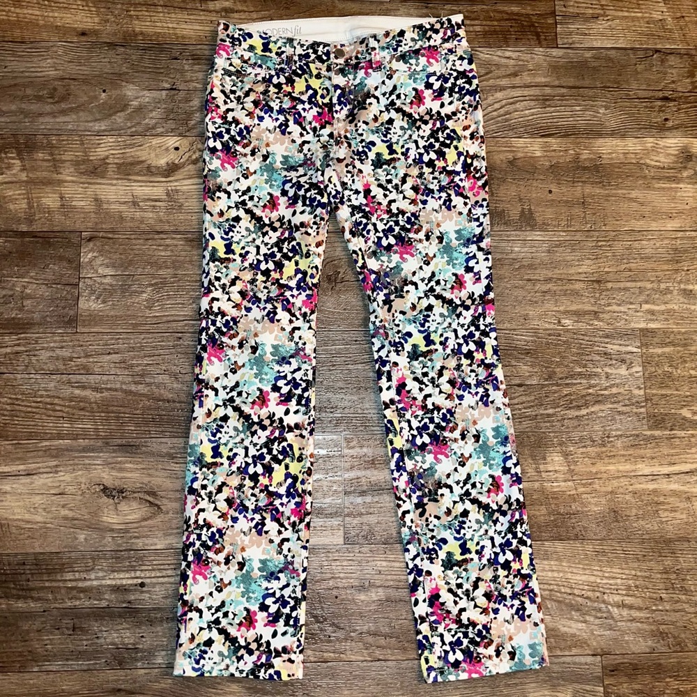ANN TAYLOR Modern Fit Multicolor Abstract Floral Skinny Jeans Size 4